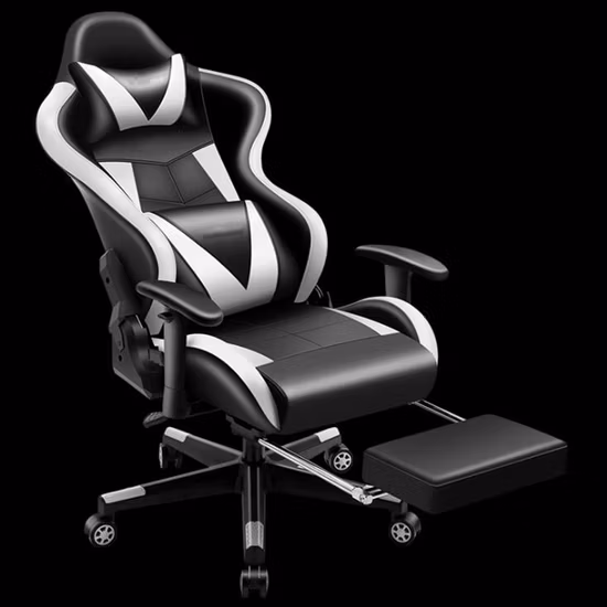 送料無料レーサーレザースタイルフットレストブランドフロアロッカーブラックメカニズムレーシングオフィスカスタム椅子サンプルゲーミングチェア